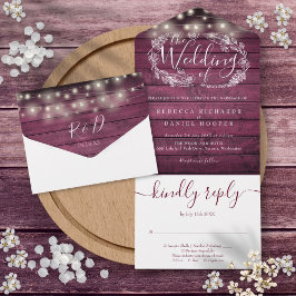 Rustikale Hochzeit mit rotem Holz All In One Einladung