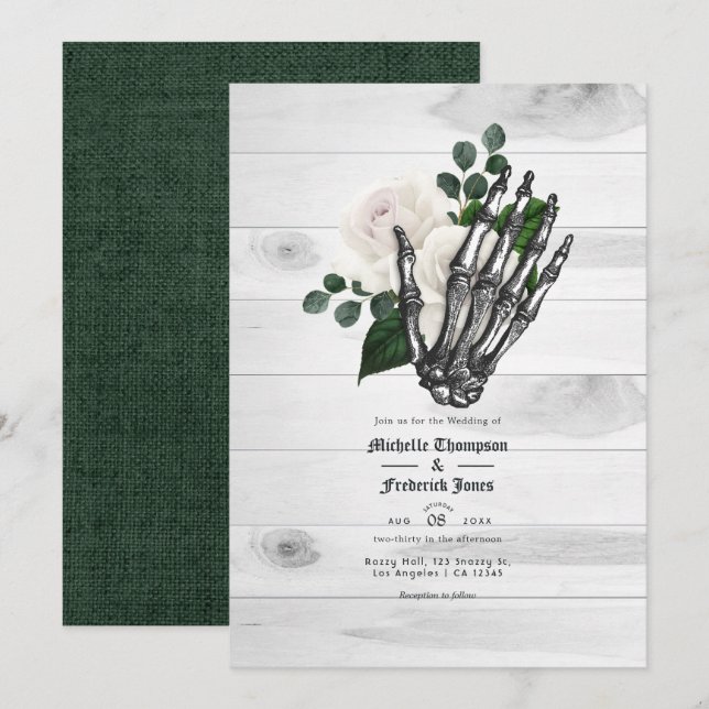 Rustikale Hochzeit mit weißer Blüte Einladung (Vorne/Hinten)