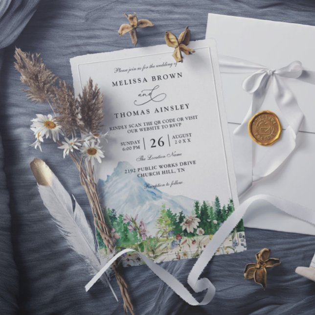 Rustikale Hochzeit mit Wildblumen und Boho-QR-Code Einladung (Von Creator hochgeladen)