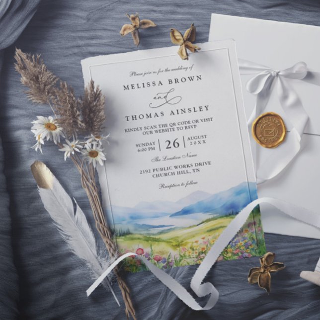 Rustikale Hochzeit mit Wildblumen und QR-Code in d Einladung (Von Creator hochgeladen)