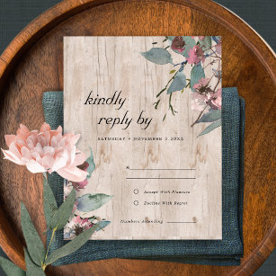 Rustikale Hochzeit mit wildem Rosa Eukalyptus RSVP Karte