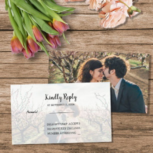 Rustikale Hochzeit mit zwei Fotos Budget RSVP Begleitkarte