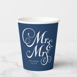 Rustikale Hochzeit mr & mrs Navy personalisiert Pappbecher
