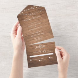 Rustikale Hochzeit ohne Menüoptionen All In One Einladung