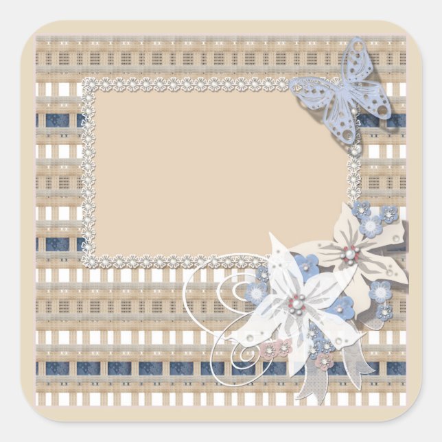 Rustikale Hochzeit Quadratischer Aufkleber (Vorderseite)