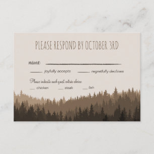 Rustikale Hochzeit RSVP in den Bergen mit Abendess Karte