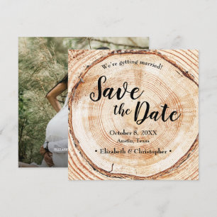 Rustikale Hochzeit Save the Date Foto Holzmaserung Einladung