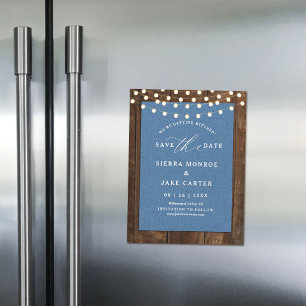 Rustikale Hochzeit-Save-the-Date-Holz-Lichter-Deni Magnetkarte