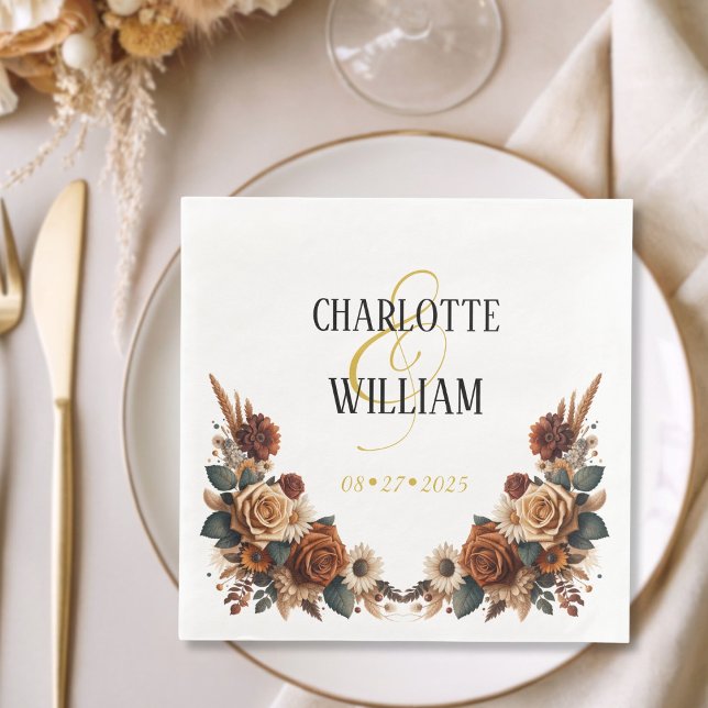 Rustikale Hochzeit Serviette (Rustic Floral Wedding Paper Dinner Napkins)