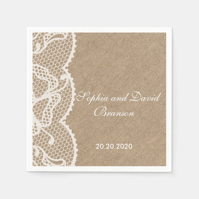 Rustikale Hochzeit Serviette (Vorderseite)