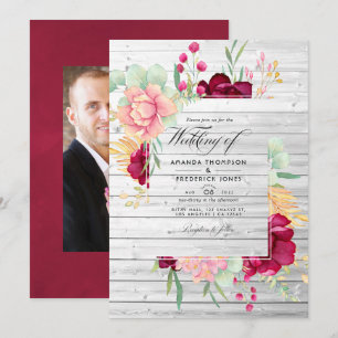 Rustikale Hochzeit von Barn Burgund und Blush Einladung