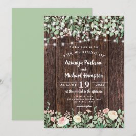 Rustikale Hochzeit von blütenblütenblüten aus Holz Einladung