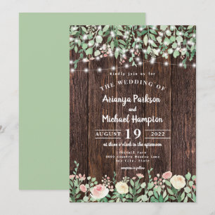 Rustikale Hochzeit von blütenblütenblüten aus Holz Einladung