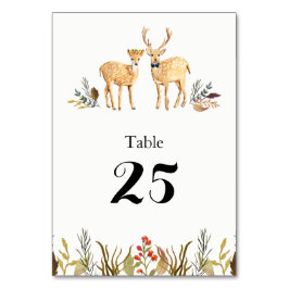 Rustikale Hochzeit von Boho Woodland Deer Watercol Tischnummer