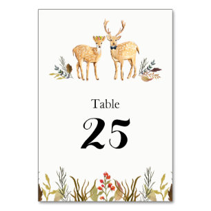 Rustikale Hochzeit von Boho Woodland Deer Watercol Tischnummer