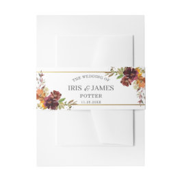 Rustikale Hochzeit von Burgund Burnt Orange Gelb Einladungsbanderole