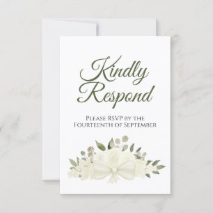 Rustikale Hochzeit von Elfenbein oder weißem Bouqu RSVP Karte