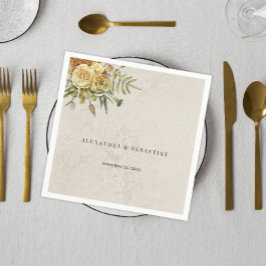 Rustikale Hochzeit von Gelben Rosen Serviette