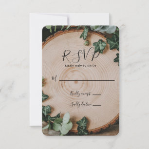 Rustikale Hochzeit von Grün und Holz RSVP Karte