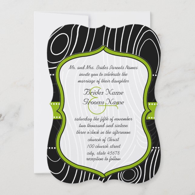 Rustikale Hochzeit von Grünholz Einladung (Vorderseite)