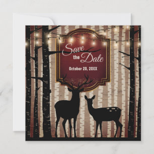 Rustikale Hochzeit von Hirschen und Bäumen/Winter- Save The Date