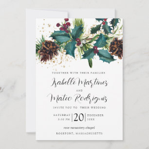 Rustikale Hochzeit von Holly und Berries Einladung