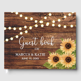 Rustikale Hochzeit von Holz und Sonnenblumen Gästebuch