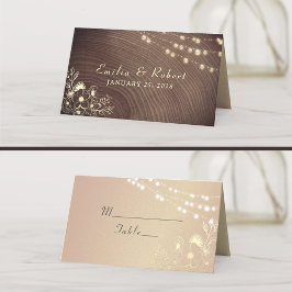 Rustikale Hochzeit von Holz und Streichellicht Platzkarte
