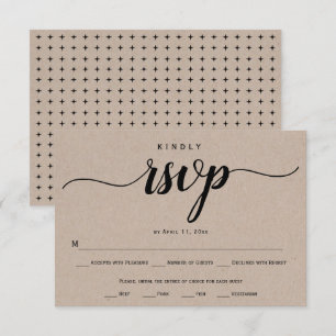 Rustikale Hochzeit von Kraftpapier mit Skriptkalli RSVP Karte