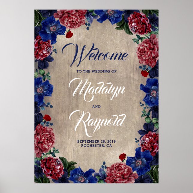 Rustikale Hochzeit von Marine und Burgund Poster (Vorne)