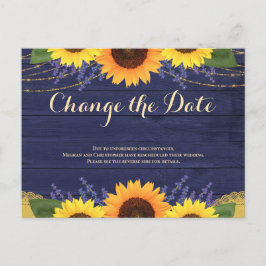 Rustikale Hochzeit von Navy-Holz-Sonnenblumen ände Postkarte