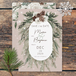 Rustikale Hochzeit von Tan Pine Winter Sparkle Save The Date