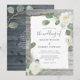 Rustikale Hochzeit von White Rose Gold Einladung