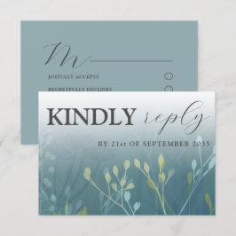 Rustikale Hochzeit von Wildgrillen Blau & Grün UAW RSVP Karte