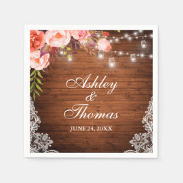 Rustikale Hochzeit Wood Jar Lights Pink Corraleer Serviette