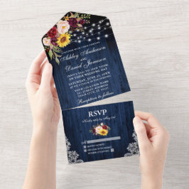 Rustikale Hochzeiten, gemischte Blütenblätter All In One Einladung