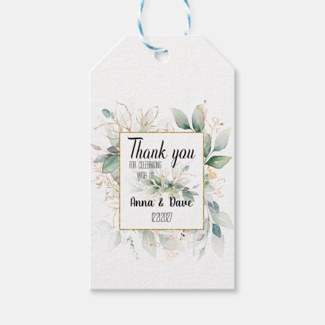 Rustikale Hochzeiten, maßgeschneiderte botanische  Geschenkanhänger (Vorderseite)