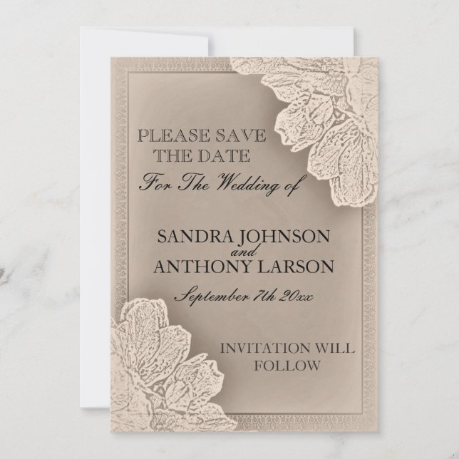 Rustikale Hochzeiten mit Blumen retten das Datum Save The Date (Vorderseite)