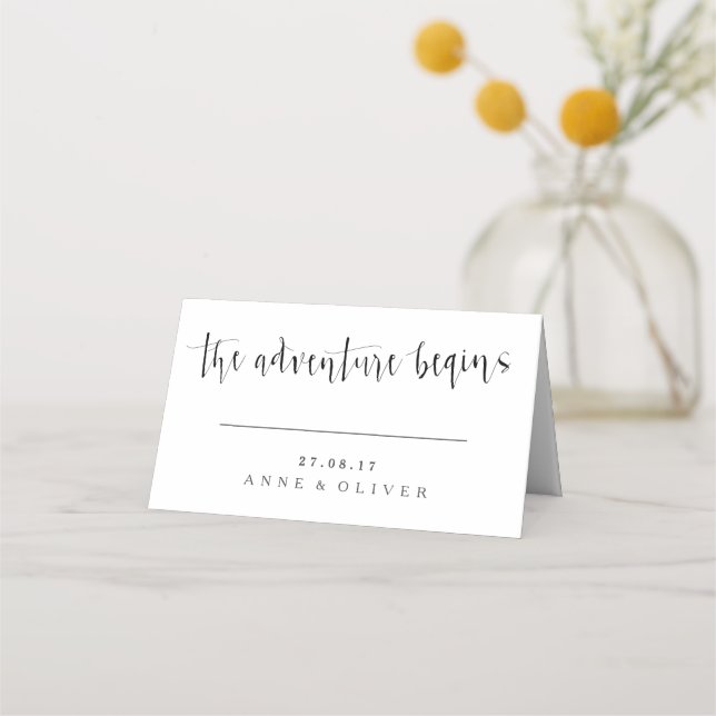 Rustikale Hochzeiten Platzkarten Das Abenteuer beg (Vorderseite)