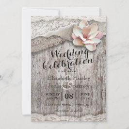 Rustikale Hochzeiten von Holz Burlap Lace Floral C Einladung