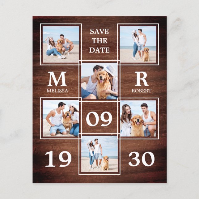 Rustikale Hochzeitfotografie Save the Date (Vorderseite)