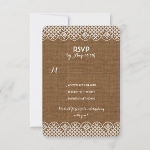 Rustikale Hochzeitkarten für Burlap Lace Einladung