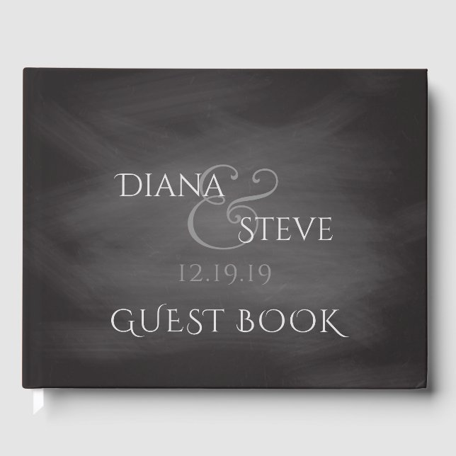 Rustikale Hochzeitmonogramm | Einfache Chalkboard Gästebuch (Vorderseite)