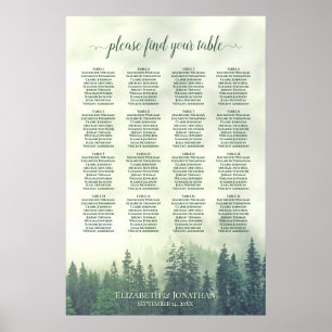 Rustikale Hochzeits-Tischordnung Wald Grüner Wald  Poster