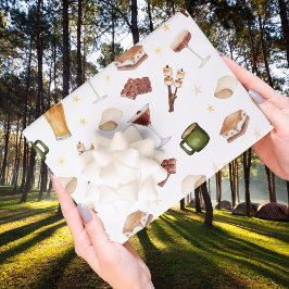 Rustikale Hochzeitsbrause für Paare mit Lagerfeuer Geschenkpapier Set