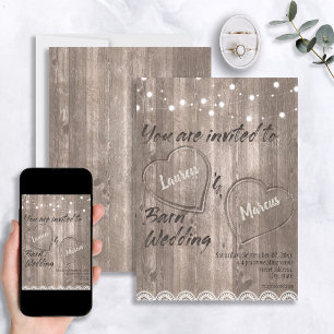 Rustikale Hochzeitschrift für Holzschnitte Einladung