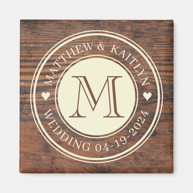 Rustikale Hochzeitscreme Magnet (Vorne)