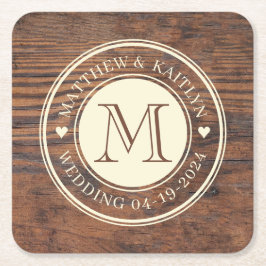 Rustikale Hochzeitscreme Rechteckiger Pappuntersetzer