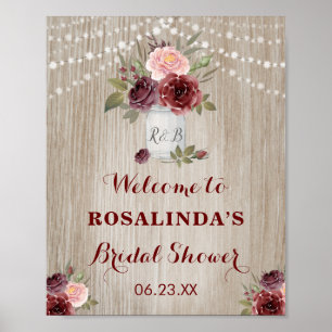 Rustikale Hochzeitsdusche Roter Blumenschuh Holz H Poster