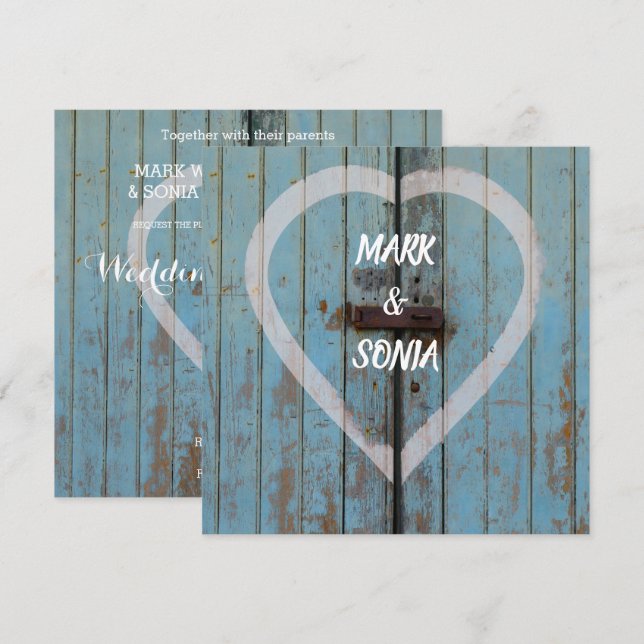 Rustikale Hochzeitseinladung an der Landkarte Einladung (Vorne/Hinten)